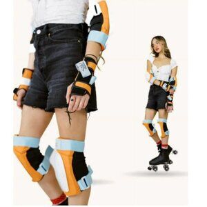 NWT Angels Skates 6-Piece Safety Gear Pack, Orange/Blue -  Size Medium